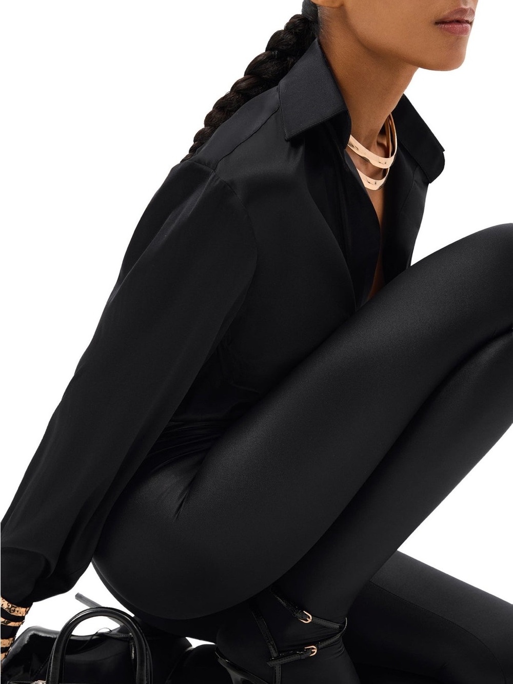 ANNAFOXY One-Piece Jumpsuit #007 Italian Silk Sculptural Black Sz Small Runway